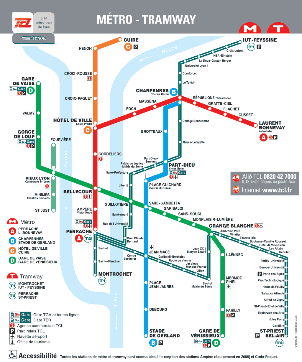 Plan Métro Lyon tcl