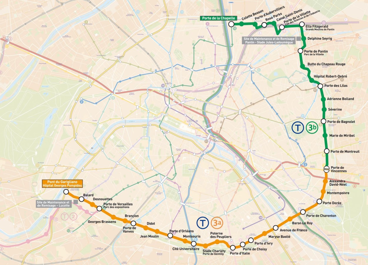Plan de tramway Paris