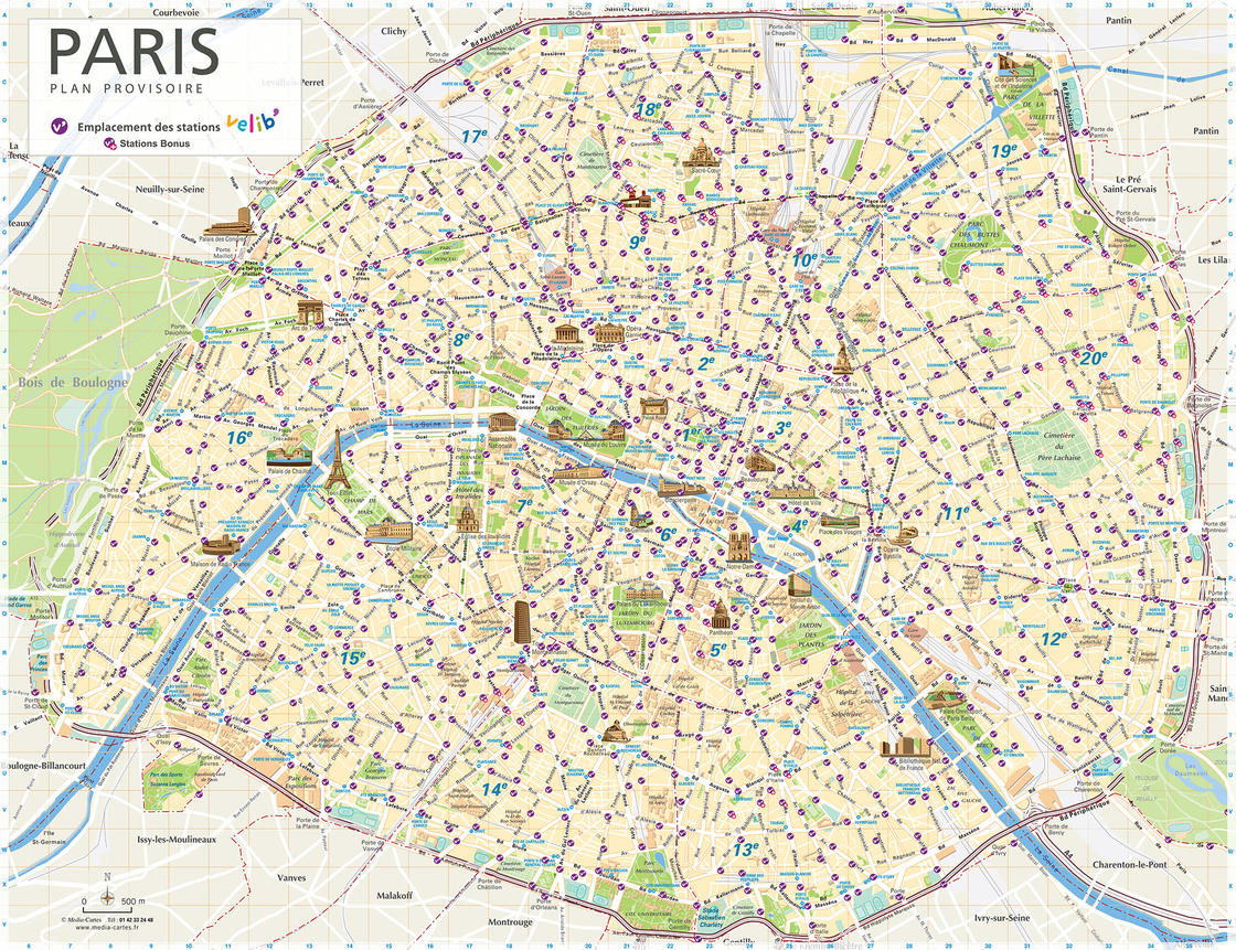 Plan des stations velib de Paris