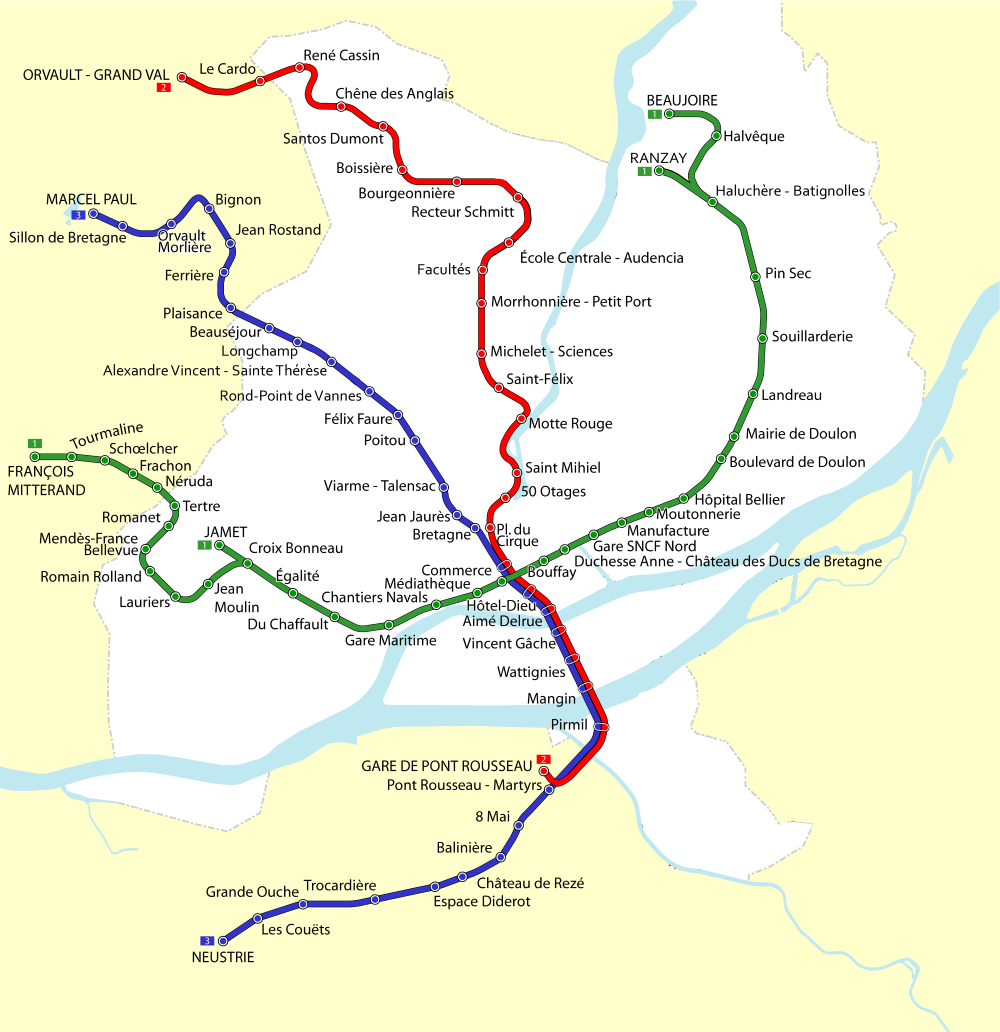Plan tramway Nantes